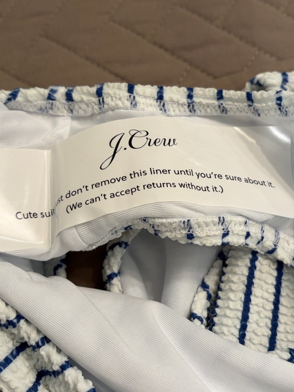 J. Crew White/Blue Stripe Gemma Bandeau Scrunchie One-Piece/NWT/12 - Picture 10 of 16